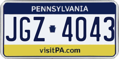 PA license plate JGZ4043