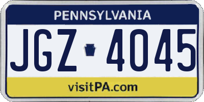 PA license plate JGZ4045