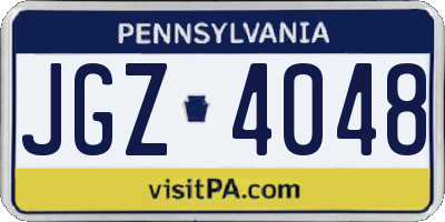 PA license plate JGZ4048