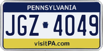 PA license plate JGZ4049