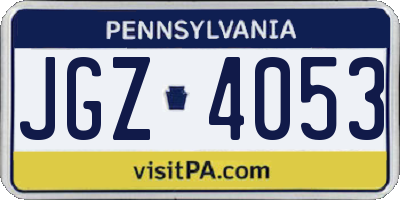 PA license plate JGZ4053