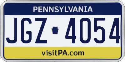 PA license plate JGZ4054