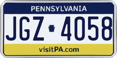 PA license plate JGZ4058