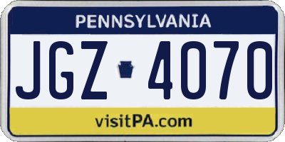 PA license plate JGZ4070
