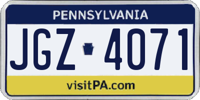 PA license plate JGZ4071