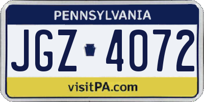 PA license plate JGZ4072