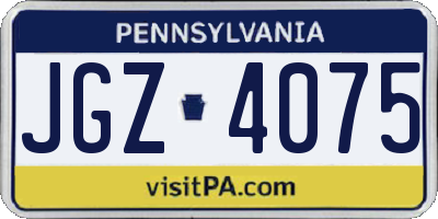 PA license plate JGZ4075