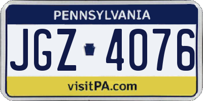 PA license plate JGZ4076