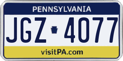 PA license plate JGZ4077