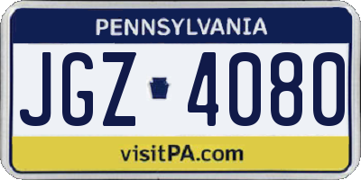 PA license plate JGZ4080
