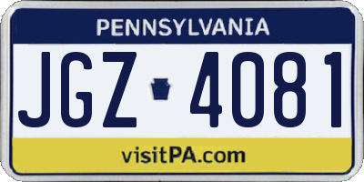 PA license plate JGZ4081