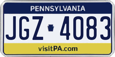 PA license plate JGZ4083