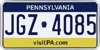 PA license plate JGZ4085