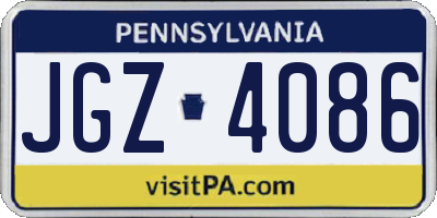 PA license plate JGZ4086