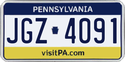 PA license plate JGZ4091