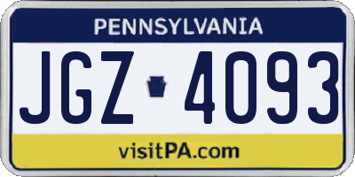 PA license plate JGZ4093