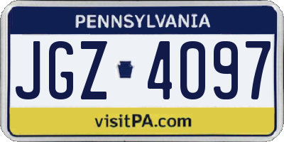 PA license plate JGZ4097
