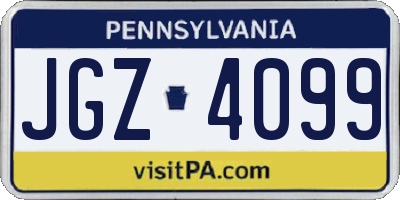 PA license plate JGZ4099