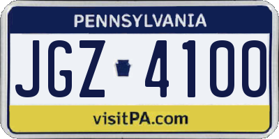 PA license plate JGZ4100
