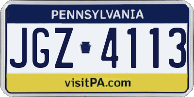 PA license plate JGZ4113
