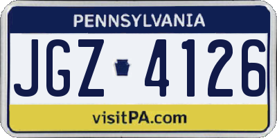 PA license plate JGZ4126