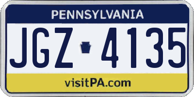 PA license plate JGZ4135