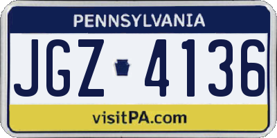 PA license plate JGZ4136