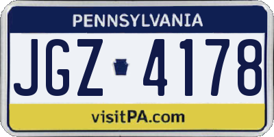 PA license plate JGZ4178