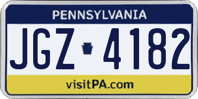 PA license plate JGZ4182