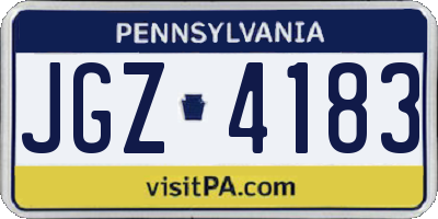 PA license plate JGZ4183