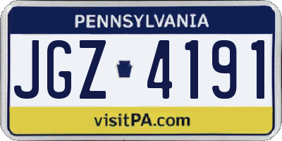 PA license plate JGZ4191