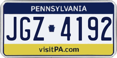 PA license plate JGZ4192