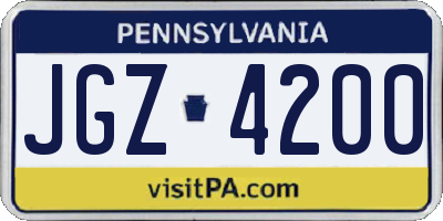 PA license plate JGZ4200