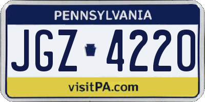 PA license plate JGZ4220