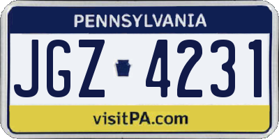 PA license plate JGZ4231