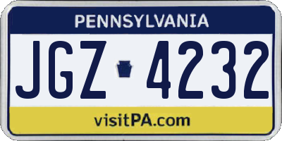 PA license plate JGZ4232