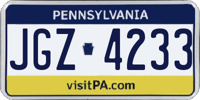 PA license plate JGZ4233
