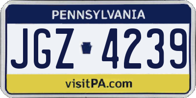 PA license plate JGZ4239