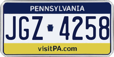 PA license plate JGZ4258