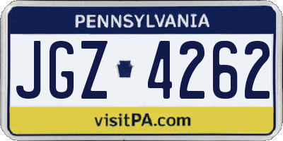PA license plate JGZ4262