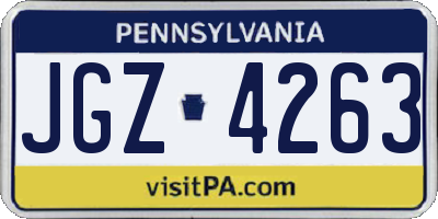 PA license plate JGZ4263