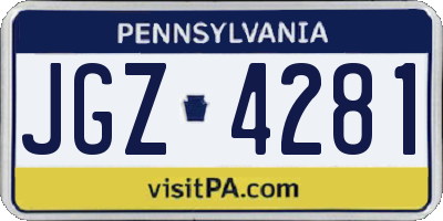 PA license plate JGZ4281