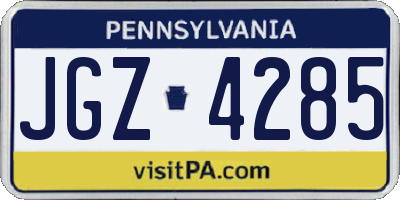 PA license plate JGZ4285