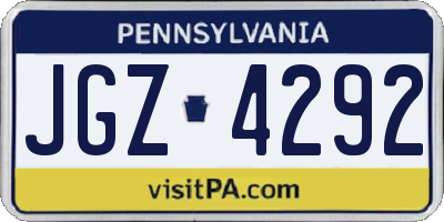 PA license plate JGZ4292