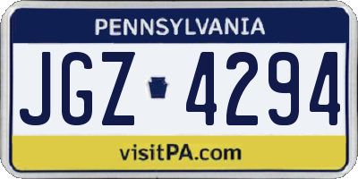 PA license plate JGZ4294
