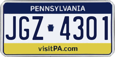 PA license plate JGZ4301