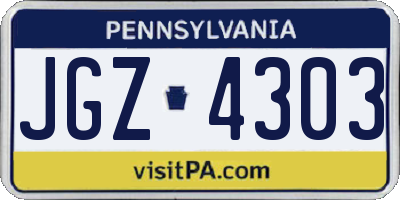 PA license plate JGZ4303