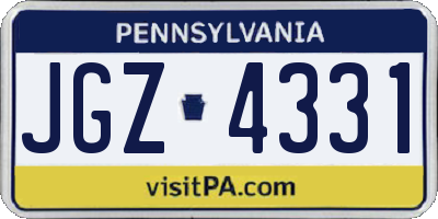 PA license plate JGZ4331