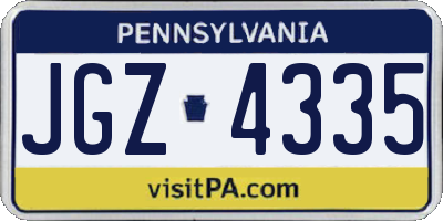 PA license plate JGZ4335
