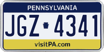 PA license plate JGZ4341